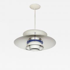 Poul Henningsen Mid Century PH5 Pendant White Blue Enamel Chandelier by Poul Henningsen - 4143392