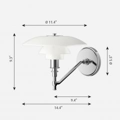 Poul Henningsen Poul Henningsen PH 3 2 Opaline Glass and Chrome Wall Lamp for Louis Poulsen - 2551944