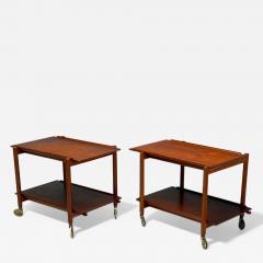 Poul Hundevad Poul Hundevad Danish Modern Teak Expandable Bar Carts Denmark 1950s - 4115062