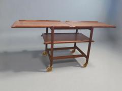 Poul Hundevad Poul Hundevad Teak Adjustable 3 Shelf Rolling Cart Denmark 1960s - 4373929