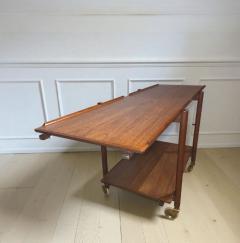Poul Hundevad Poul Hundevad Teak Adjustable 3 Shelf Rolling Cart Denmark 1960s - 4373930