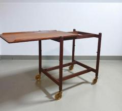 Poul Hundevad Poul Hundevad Teak Adjustable 3 Shelf Rolling Cart Denmark 1960s - 4373931