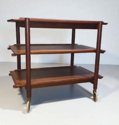 Poul Hundevad Poul Hundevad Teak Adjustable 3 Shelf Rolling Cart Denmark 1960s - 4373933