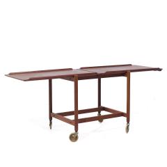 Poul Hundevad Poul Hundevad for Domus Mid Century Danish Teak Expanding Serving Bar Cart - 3992300