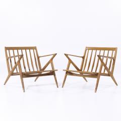 Poul Jensen Poul Jensen for Selig Mid Century Walnut Z Lounge Chairs Pair - 3953208