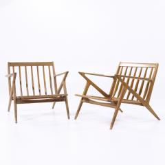 Poul Jensen Poul Jensen for Selig Mid Century Walnut Z Lounge Chairs Pair - 3953209