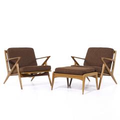 Poul Jensen Poul Jensen for Selig Mid Century Walnut Z Lounge Chairs and Ottoman - 4209966