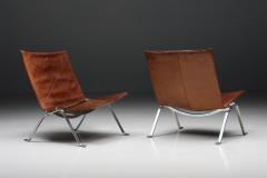 Poul Kj rholm Kjaerholm Cognac Leather PK 22 Poul Kjaerholm Lounge Chairs Scandinavian Modern 1960s - 2469082