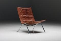 Poul Kj rholm Kjaerholm Cognac Leather PK 22 Poul Kjaerholm Lounge Chairs Scandinavian Modern 1960s - 2469098