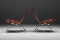 Poul Kj rholm Kjaerholm Cognac Leather PK 22 Poul Kjaerholm Lounge Chairs Scandinavian Modern 1960s - 2469102