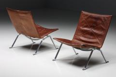 Poul Kj rholm Kjaerholm Cognac Leather PK 22 Poul Kjaerholm Lounge Chairs Scandinavian Modern 1960s - 2469104