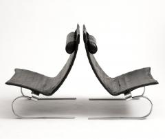 Poul Kj rholm Kjaerholm Pair of PK20 Lounge Chairs by Poul Kj rholm in Black Leather 1980s - 3813985