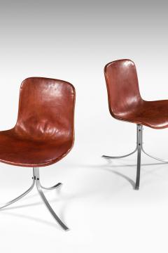 Poul Kj rholm Kjaerholm Set of 6 PK 9 Dining Chairs in Leather Steel by Poul Kj rholm 1960 - 4699309
