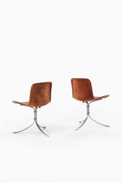 Poul Kj rholm Kjaerholm Set of 6 PK 9 Dining Chairs in Leather Steel by Poul Kj rholm 1960 - 4706930