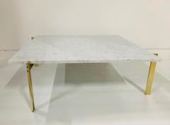 Poul Kjaerholm Brass and Carrara Marble Top Coffee Table Style of Poul Kjaerholm - 1306808