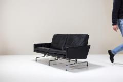 Poul Kjaerholm Kj rholm Two seater Sofa PK31 by Poul Kjaerholm in Black Leather Denmark 1958 - 4027591