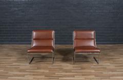 Poul Norreklit Poul Norreklit Cognac Leather Steel Cantilever Lounge Chairs - 4179619