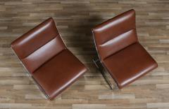 Poul Norreklit Poul Norreklit Cognac Leather Steel Cantilever Lounge Chairs - 4179622