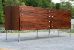 Poul Norreklit Restored Poul Norreklit for Sigurn Hansen Rosewood Chrome 6 Drawer Credenza - 4206732
