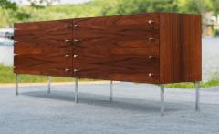 Poul Norreklit Restored Poul Norreklit for Sigurn Hansen Rosewood Chrome 6 Drawer Credenza - 4206734