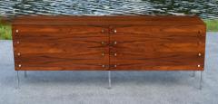 Poul Norreklit Restored Poul Norreklit for Sigurn Hansen Rosewood Chrome 6 Drawer Credenza - 4206745