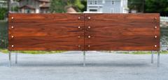 Poul Norreklit Restored Poul Norreklit for Sigurn Hansen Rosewood Chrome 6 Drawer Credenza - 4206750
