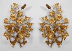 Pr Italian Mid Century Modern Gilt Metal 2 Arm Wall Sconces - 466817