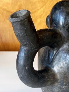 Pre Columbian Black Figural Stirrup Vessel Moche Culture - 3086860