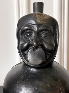 Pre Columbian Black Portrait Stirrup Vessel from Moche Culture - 2884751