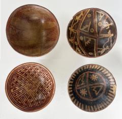 Pre Columbian Nari o Decorated Footed Pottery Bowl Collection Set of Four - 4663520
