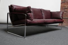 Preben Fabricius Preben Fabricius for Walter Knoll Cordovan Leather and Chromed Steel Sofa - 2161363