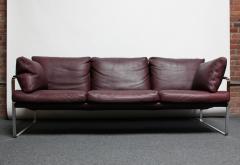 Preben Fabricius Preben Fabricius for Walter Knoll Cordovan Leather and Chromed Steel Sofa - 2161365