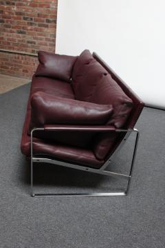 Preben Fabricius Preben Fabricius for Walter Knoll Cordovan Leather and Chromed Steel Sofa - 2161369