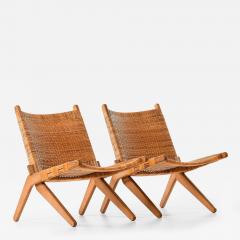 Preben Thorsen Set of 2 Easy Chairs in Cane and Oak by Preben Thorsen 1957 - 4532631