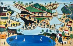 Prefete Duffaut Haitian Surrealism Jacmel Harbor Early Work Oil on Masonsite - 4620460