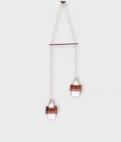 Presenta Oy Ceiling Pendant Model K2 117 2 Copper Teak Glass Idman 1960s - 4216780