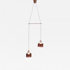 Presenta Oy Ceiling Pendant Model K2 117 2 Copper Teak Glass Idman 1960s - 4219134