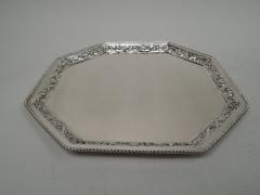 Pretty Classical Silver Octagonal Tray with Beading Scrollwork - 3762149