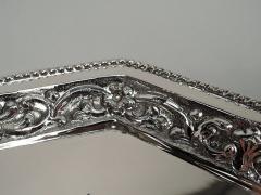Pretty Classical Silver Octagonal Tray with Beading Scrollwork - 3762153