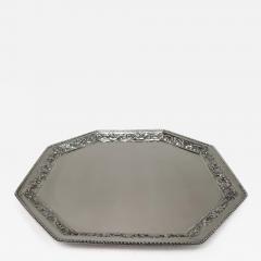 Pretty Classical Silver Octagonal Tray with Beading Scrollwork - 3763728