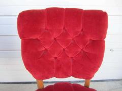 Pretty Pair of Queen Anne Style Red Tufted Side Chairs Hollywood Regency - 1820656