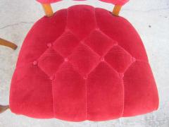 Pretty Pair of Queen Anne Style Red Tufted Side Chairs Hollywood Regency - 1820657