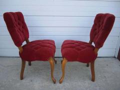 Pretty Pair of Queen Anne Style Red Tufted Side Chairs Hollywood Regency - 1820658