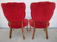 Pretty Pair of Queen Anne Style Red Tufted Side Chairs Hollywood Regency - 1820669