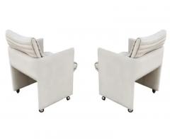 Preview Pair of Preview Mid Century Post Modern Beige Suede Armchairs or Dining Chairs - 3433444