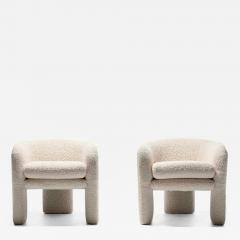 Preview Pair of Preview Tri Leg Post Modern Armchairs Newly Upholstered in Ivory Boucl  - 2636865