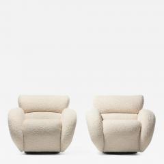 Preview Preview Post Modern Swivel Lounge Chairs in Super Soft Ivory White Boucl C 1990 - 2667559