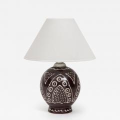 Primavera Atelier du Printemps French Brown Ceramic Lamp White Glazed Design c 1930 Numbered inscribed - 2942422