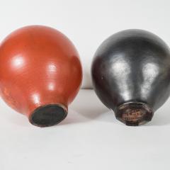 Primavera Atelier du Printemps PAIR OF BLACK AND ORANGE PRIMAVERA VASES - 1862998