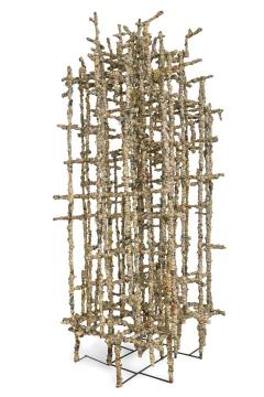 Primitive Cathedral lll Newsprint Wrapped Wire Sculpture by Matteo Naggi - 1295315